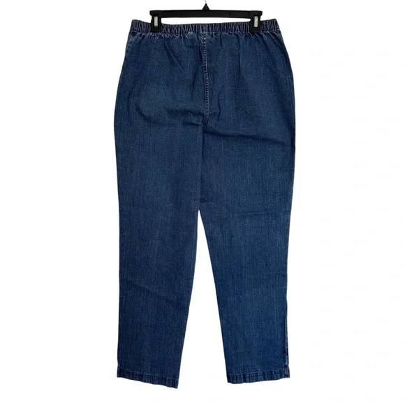 Croft & Barrow Stretch Dark Blue Straight Leg Jeans Elastic Waist Size Large - Picture 2 of 8